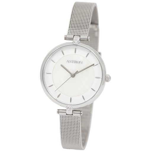 ASTRON 8022-8 női karóra, ékszeróra, ezüst színű nemesacél tok, ezüst színű nemesacél csat, gyöngyház színű számlap, keményített ásványüveg, quartz szerkezet, cseppmentes vízállóság