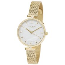 ASTRON 8022-9 női karóra, ékszeróra, arany színű nemesacél tok, arany színű nemesacél csat, gyöngyház színű számlap, keményített ásványüveg, quartz szerkezet, cseppmentes vízállóság