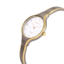 ASTRON 8023-9 női karóra, ékszeróra, bicolor titánium tok, bicolor titánium csat, ezüst színű számlap, keményített ásványüveg, quartz szerkezet, cseppmentes vízállóság
