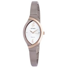 ASTRON 8024-0 női karóra, ékszeróra, bicolor titánium tok, ezüst színű titánium csat, fehér színű számlap, keményített ásványüveg, quartz szerkezet, cseppmentes vízállóság