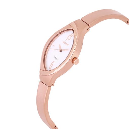 ASTRON 8024-3 női karóra, ékszeróra,rózsaarany színű titánium tok, rózsaarany színű titánium csat, fehér számlap, keményített ásványüveg, quartz szerkezet, cseppmentes vízállóság