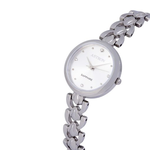 ASTRON 8028-8 női karóra, ékszeróra, ezüst színű nemesacél tok, ezüst színű nemesacél csat, ezüst színű számlap, keményített ásványüveg, quartz szerkezet, cseppmentes vízállóság