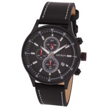 ASTRON 8030-1 sportos férfi karóra, chronograph, fekete színű nemesacél tok, fekete bőrszíj, fekete számlap, keményített ásványüveg, quartz szerkezet, 100 m (10 ATM) vízállóság