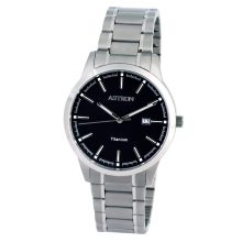 ASTRON 8042-1 férfi karóra, ezüst színű titánium tok, titánium csat, fekete számlap, keményített ásványüveg, quartz szerkezet, 50 m (5 ATM) vízállóság