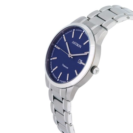 ASTRON 8042-2 férfi karóra, ezüst színű titánium tok, titánium csat, kék számlap, keményített ásványüveg, quartz szerkezet, 50 m (5 ATM) vízállóság