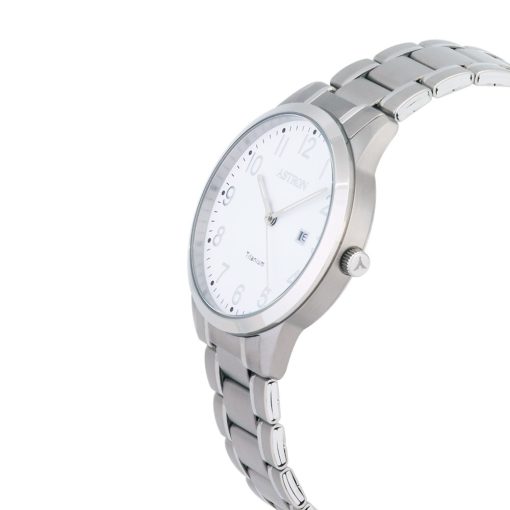 ASTRON 8042-8 férfi karóra, ezüst színű titánium tok, titánium csat, fehér számlap, keményített ásványüveg, quartz szerkezet, 50 m (5 ATM) vízállóság