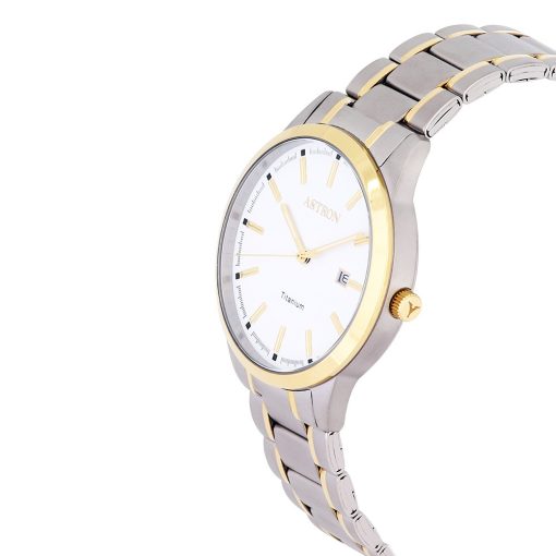 ASTRON 8042-9 férfi karóra, bicolor színű titánium tok, titánium csat, fehér számlap, keményített ásványüveg, quartz szerkezet, 50 m (5 ATM) vízállóság