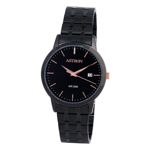 ASTRON 8045-1 férfi karóra, fekete színű nemesacél tok, fekete színű nemesacél csat, fekete számlap, keményített ásványüveg, quartz szerkezet, 50 m (5 ATM) vízállóság
