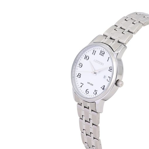 ASTRON 8047-7 női karóra, ezüst színű nemesacél tok, ezüst színű nemesacél csat, fehér számlap, keményített ásványüveg, quartz szerkezet, 50 m (5 ATM) vízállóság