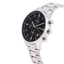 ASTRON 8049-1 férfi karóra, ezüst színű nemesacél tok és csat, fekete számlap, keményített ásványüveg, multifunkciós, quartz szerkezet, 50 m (5 ATM) vízállóság