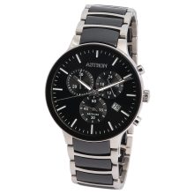 ASTRON 8050-1 férfi karóra, ezüst+fekete színű acél+kerámia tok és csat, fekete számlap, zafír üveg, quartz szerkezet, cseppmentes vízállóság