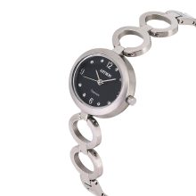 ASTRON 8051-1 női karóra, ezüst színű titánium tok és csat, fekete számlap, keményített ásványüveg, quartz szerkezet, cseppmentes vízállóság