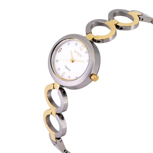 ASTRON 8051-9 női karóra, bicolor színű titánium tok és csat, fehér számlap, keményített ásványüveg, quartz szerkezet, cseppmentes vízállóság