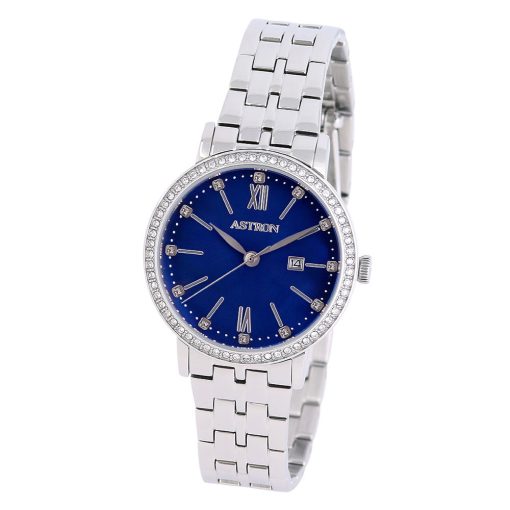 ASTRON 8053-2 női karóra, ezüst színű nemesacél tok és csat, kék számlap, keményített ásványüveg, quartz szerkezet, 50 m (5 ATM) vízállóság