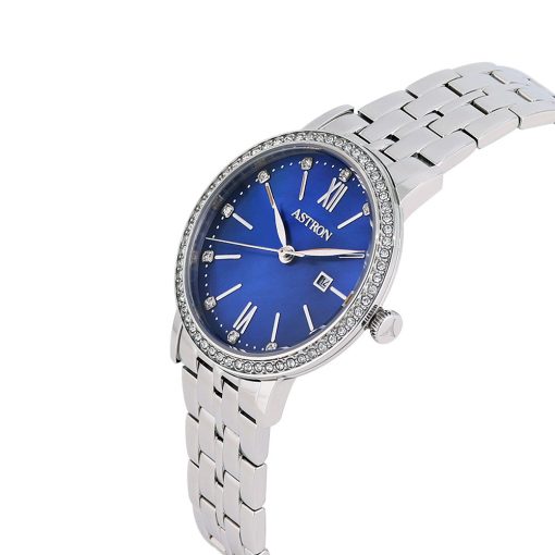 ASTRON 8053-2 női karóra, ezüst színű nemesacél tok és csat, kék számlap, keményített ásványüveg, quartz szerkezet, 50 m (5 ATM) vízállóság