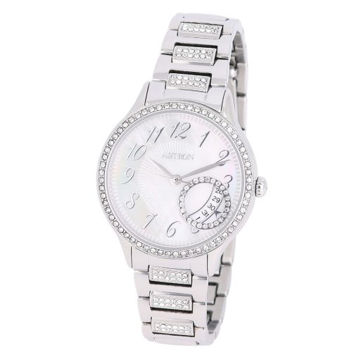 ASTRON 8054-7 női karóra, ezüst színű nemesacél tok és csat, fehér / gyöngyház színű számlap, keményített ásványüveg, quartz szerkezet, 50 m (5 ATM) vízállóság