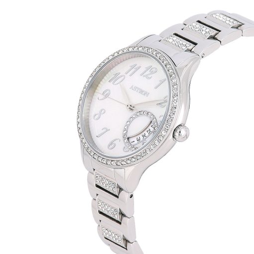 ASTRON 8054-7 női karóra, ezüst színű nemesacél tok és csat, fehér / gyöngyház színű számlap, keményített ásványüveg, quartz szerkezet, 50 m (5 ATM) vízállóság