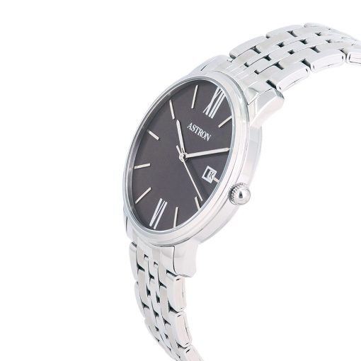 ASTRON 8057-5 férfi karóra, ezüst színű nemesacél tok, ezüst színű nemesacél csat, sötétszürke számlap, keményített ásványüveg, quartz szerkezet, 5 ATM vízállóság