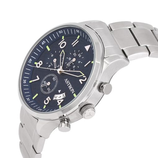 ASTRON 8059-2 férfi karóra, ezüst színű nemesacél tok, ezüst színű nemesacél csat, kék számlap, keményített ásványüveg, quartz szerkezet, 5 ATM vízállóság