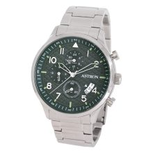ASTRON 8059-3 férfi karóra, ezüst színű nemesacél tok, ezüst színű nemesacél csat, zöld számlap, keményített ásványüveg, quartz szerkezet, 5 ATM vízállóság