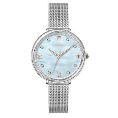   ASTRON 8065-2 női karóra, ezüst színű nemesacél tok, ezüst színű milánói csat, kék számlap, keményített ásványüveg, quartz szerkezet, WR 50M vízállóság