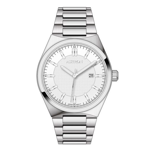 ASTRON 8067-7 quartz férfi karóra, ezüst színű nemesacél tok, ezüst színű nemesacél csat, fehér számlap, WR50M vízállóság