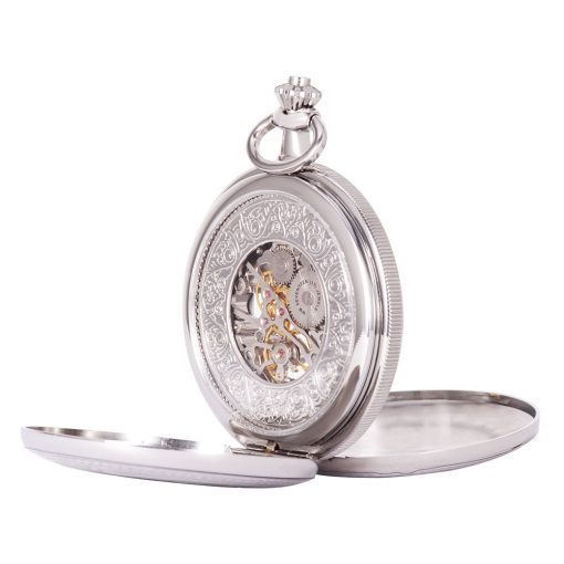 Astron férfi zsebóra, mechanikus, ezüst színű, római számos