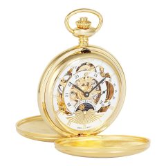   Astron férfi zsebóra, mechanikus, arany színű fémtok (szálhúzott), fehér / római számos számlap