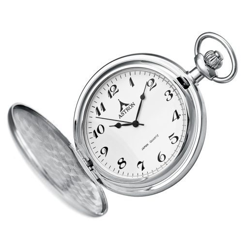 Astron férfi zsebóra, quartz, ezüst színű tok (vonatos), arab számos fehér számlap