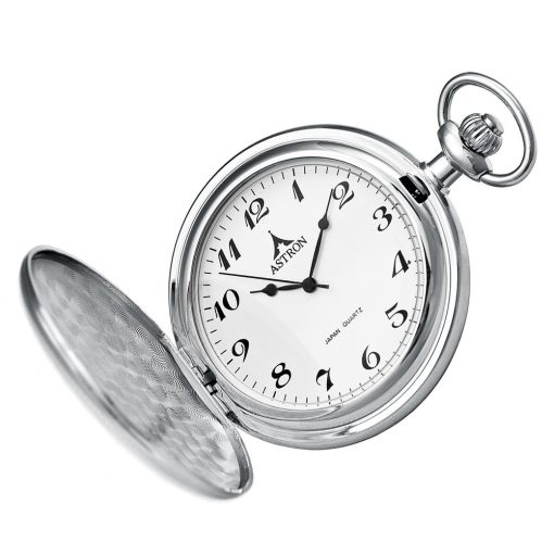 Astron férfi zsebóra, quartz, ezüst színű tok (pajzsos), arab számos fehér számlap