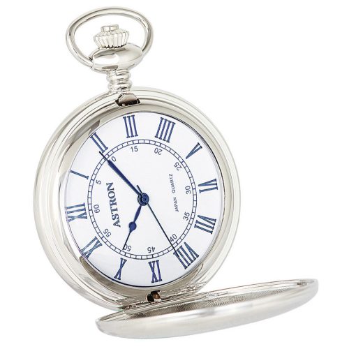 Astron férfi zsebóra, quartz, ezüst színű tok (pajzsos), római számos fehér számlap