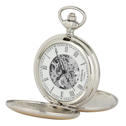 Astron férfi zsebóra, mechanikus (skeleton), bicolor (ezüst + arany) színű tok, római számos számlap