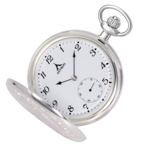 Astron férfi zsebóra, mechanikus, ezüst színű tok, arab számos fehér számlap